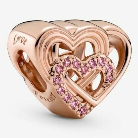 Pandora Rose Gold Intertwined Love Hearts Charm 789529C01 - Picture 1 of 1